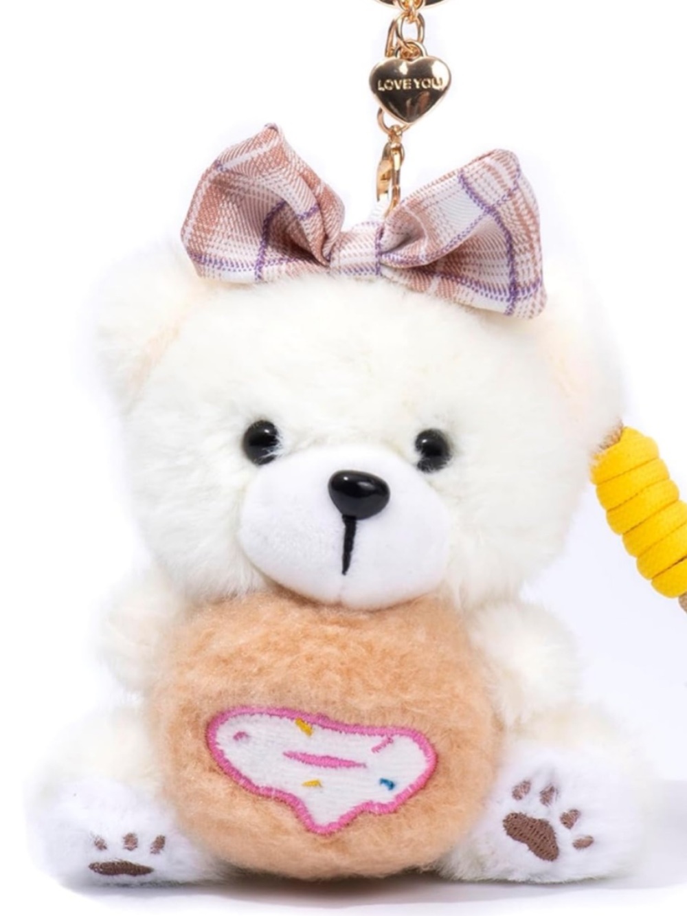 Plush teddy bear bag, charm keychain new in box
